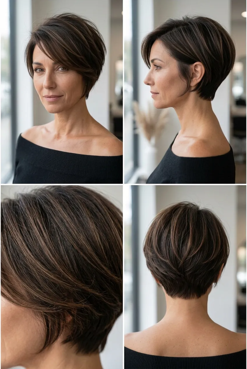 Sunlit copper wavy bob with layered movement, warm strawberry tones, and relaxed outdoor summer 2026 elegance for women over 40