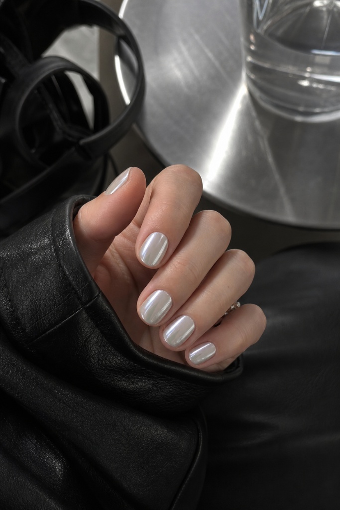 Short Summer Nails 2026 Inspo Pearl Chrome Nails That Look Like Liquid Mercury
