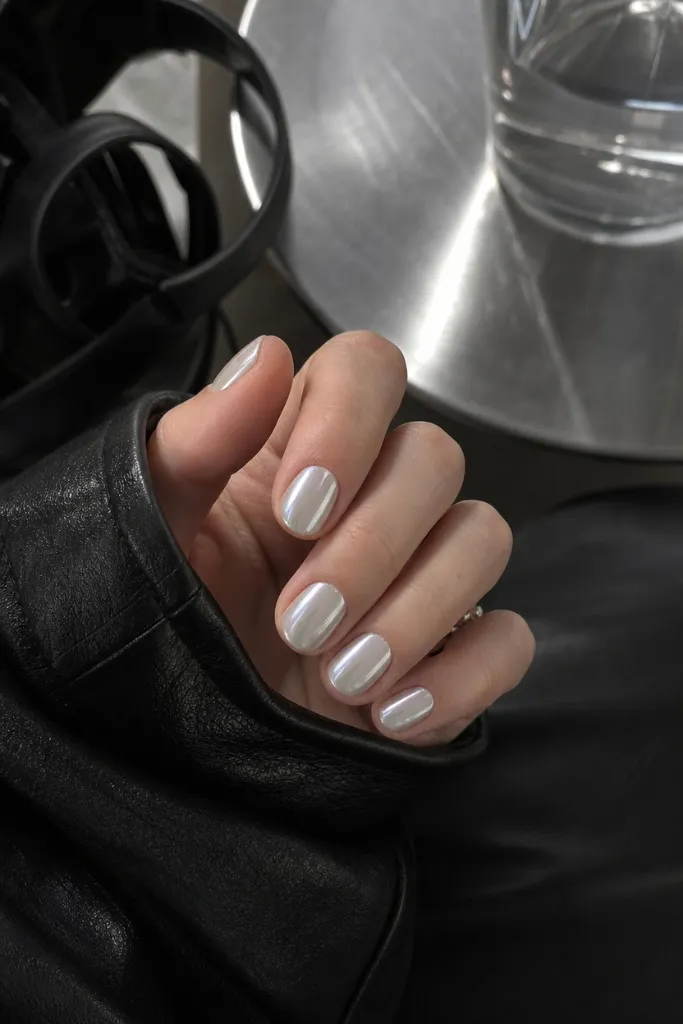 Short Summer Nails 2026 Inspo Pearl Chrome Nails That Look Like Liquid Mercury