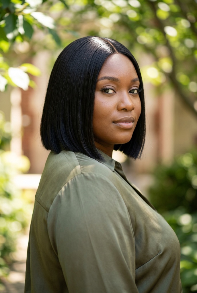 Sleek Black Shoulder-Length Bob