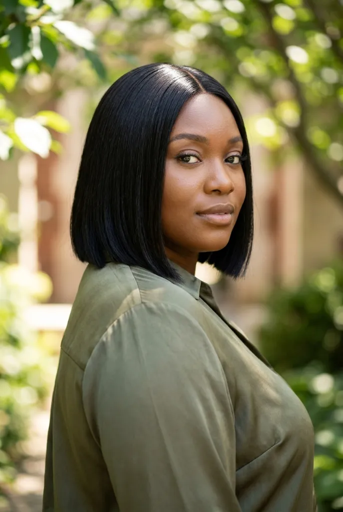 Sleek Black Shoulder-Length Bob