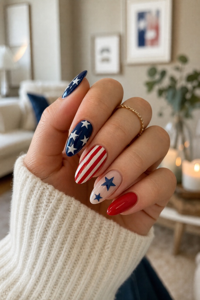 4th of July Nails for 2026 Stars and Stripes Statement Nails With Cozy Vibes