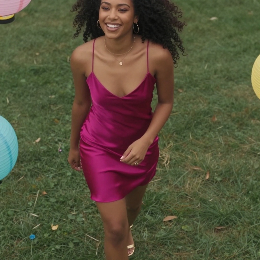 Fuchsia Satin Slip Mini With Party Glow