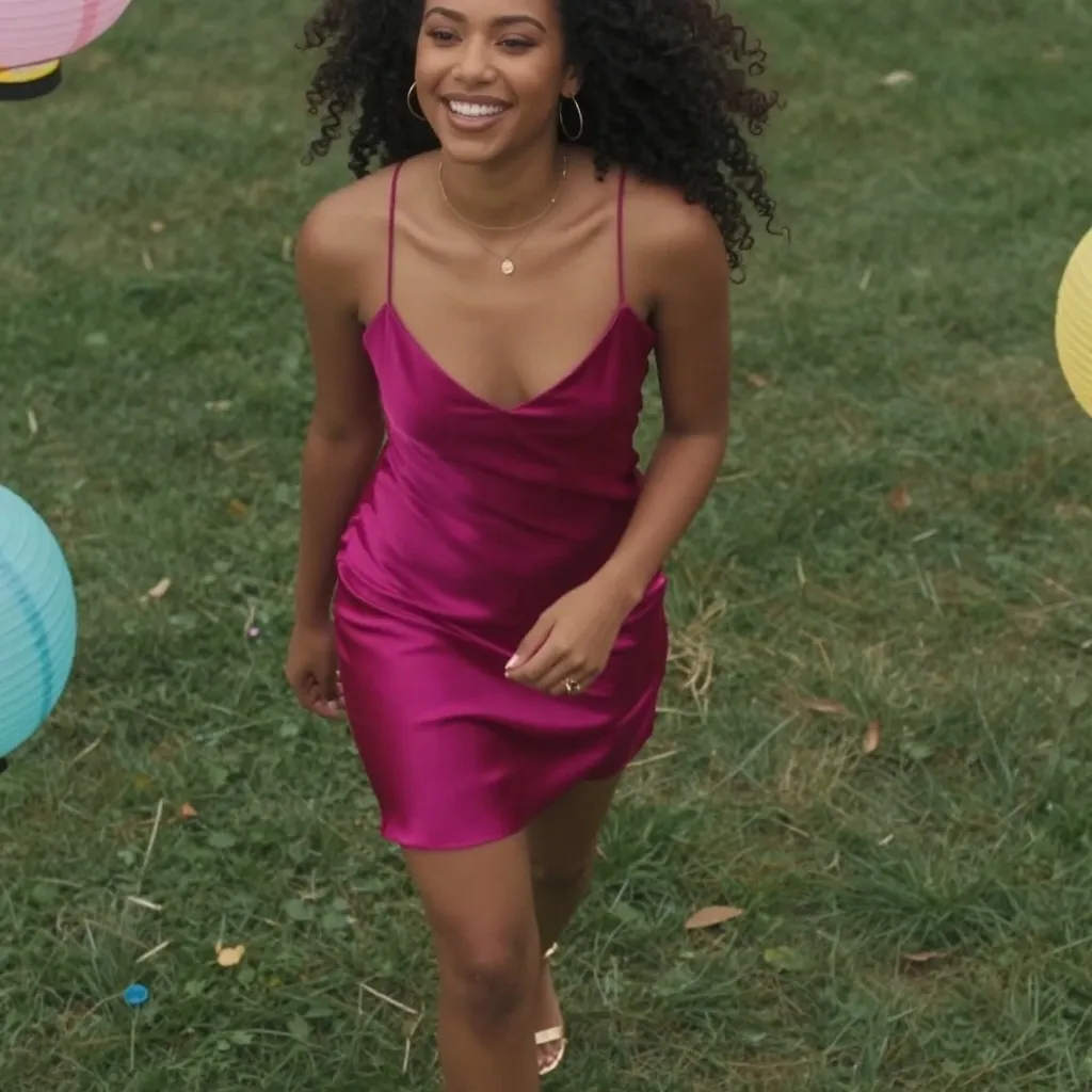 Fuchsia Satin Slip Mini With Party Glow