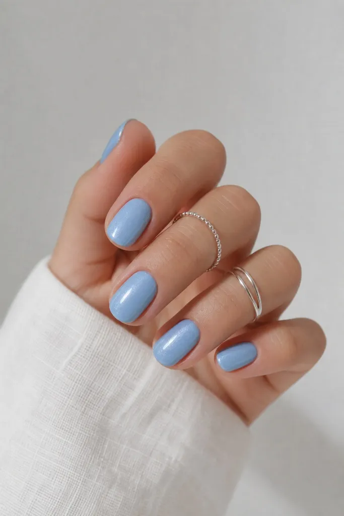 Light Summer Nails 2026 Periwinkle Shimmer Nails With Cloud-Soft Summer Energy