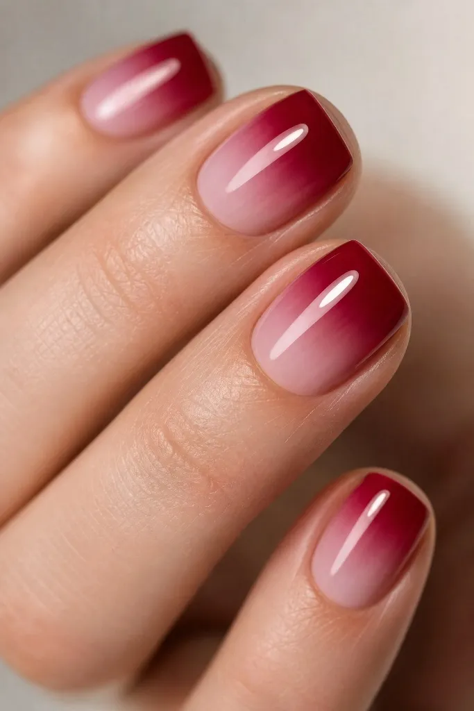Light Summer Nails 2026 Berry-to-Pink Ombré Nails With Romantic Evening Glow