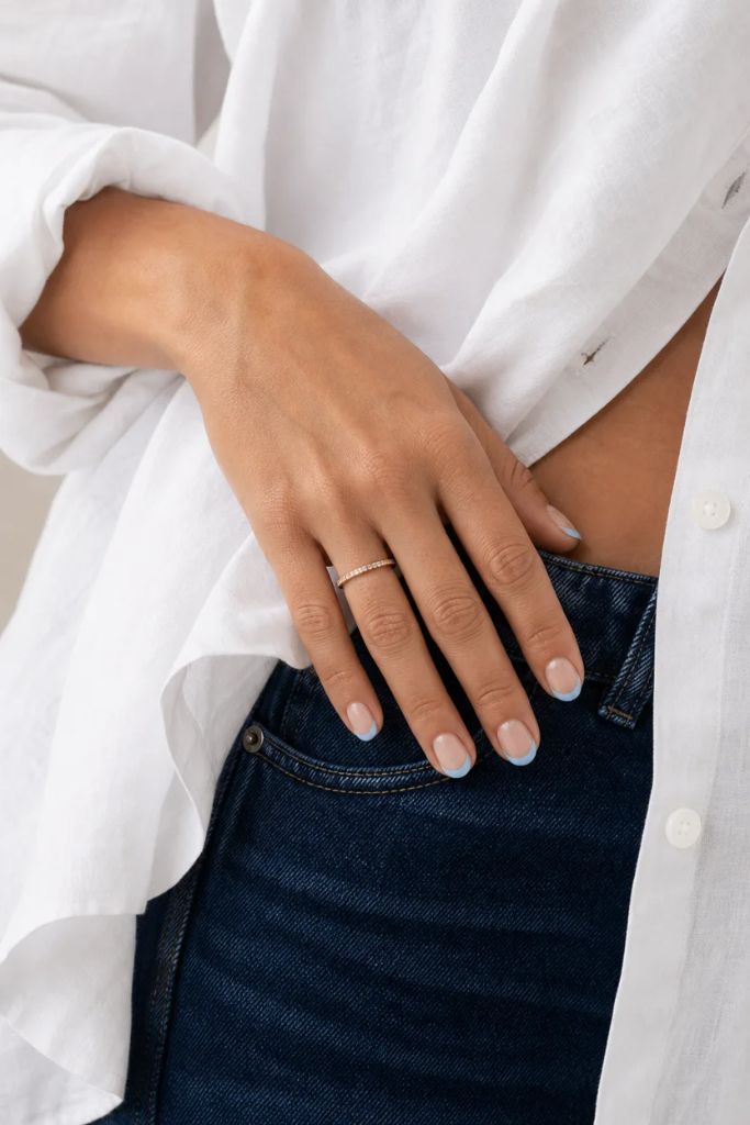 Summer June Nails 2026 Baby Blue French Tips With Clean Girl Energy