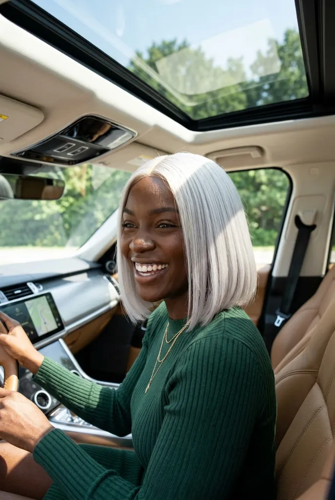 Silver-White Blunt Bob on the Go