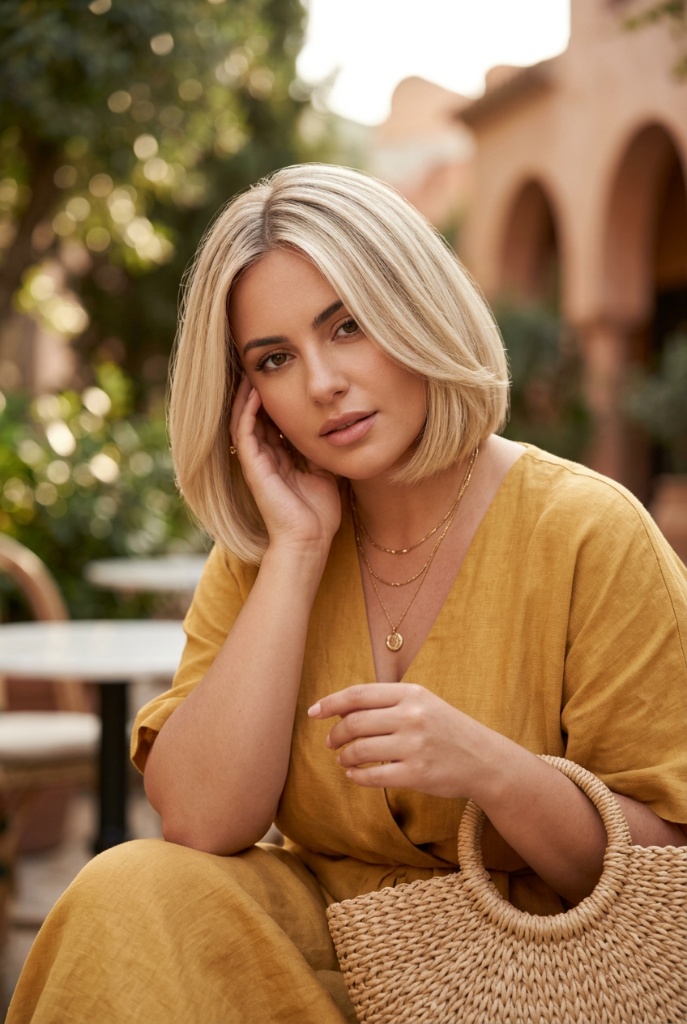 Sleek Platinum Blonde Bob
