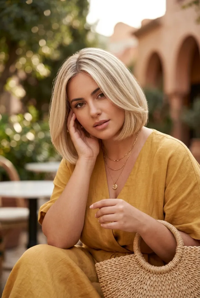 Sleek Platinum Blonde Bob