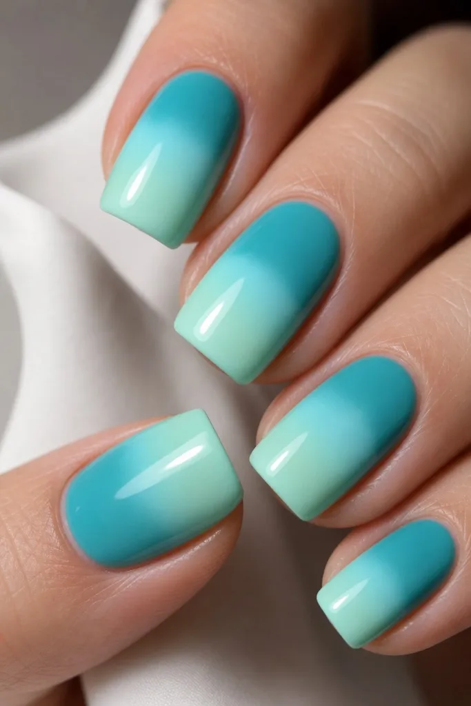 Summer Beach Nails 2026 Mint-to-Teal Ombré for That Perfect Ocean Gradient