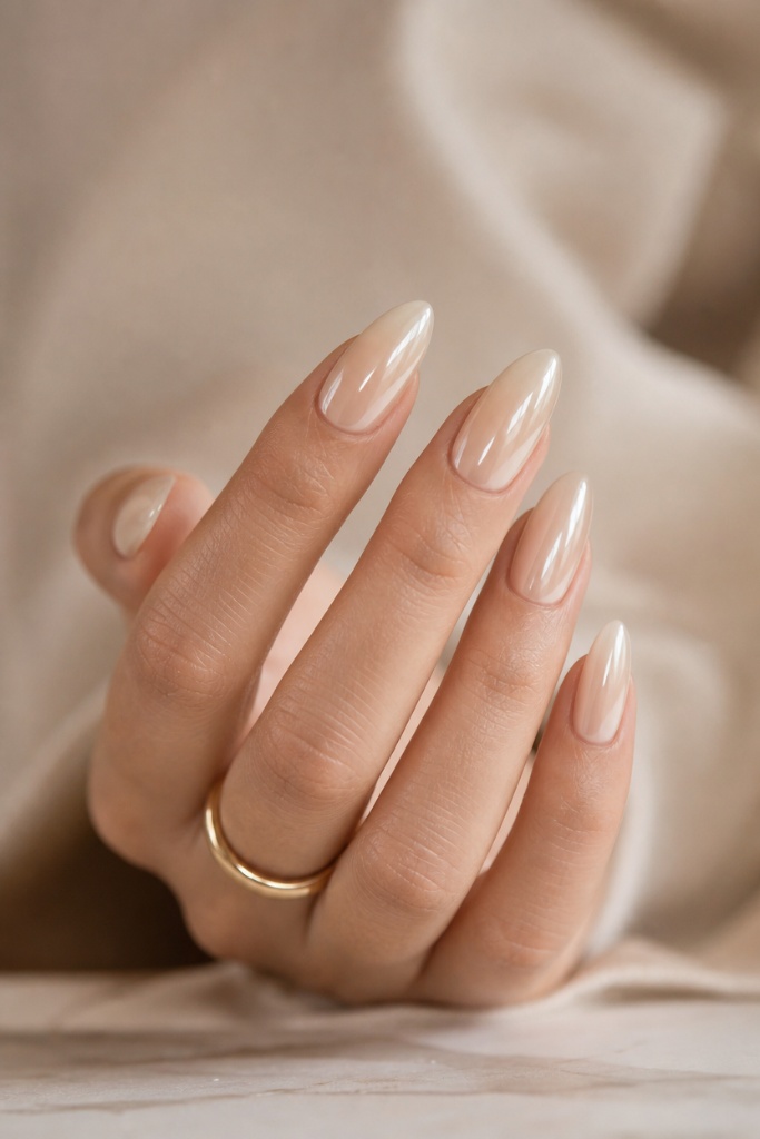 Summer Nails Inspo 2026 Glazed Pearl Almond Nails With That Effortless Glow