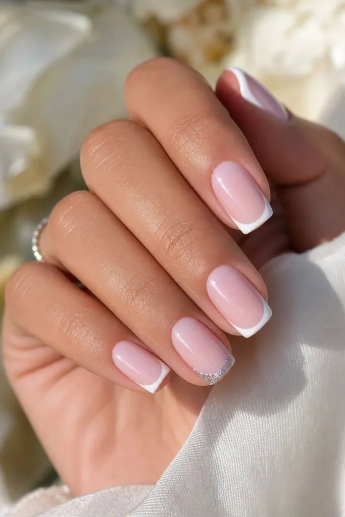 Summer French Nails 2026 Classic White French With a Whisper of Sparkle