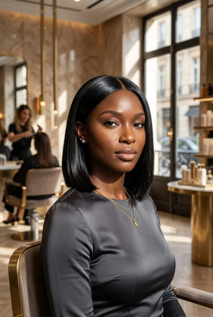 Sleek Black Shoulder-Length Bob