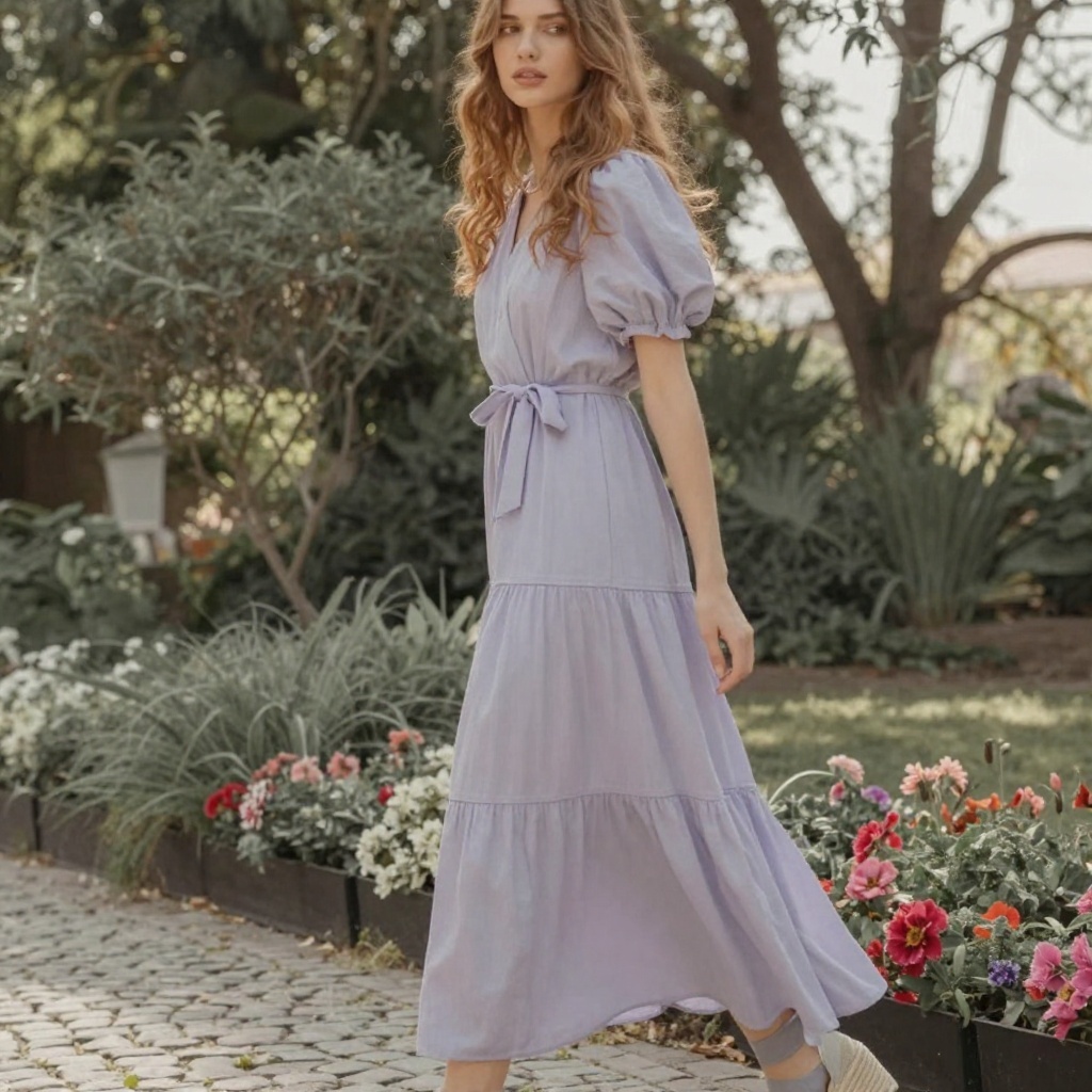 Lavender Maxi Dress With Cottage Garden Romance