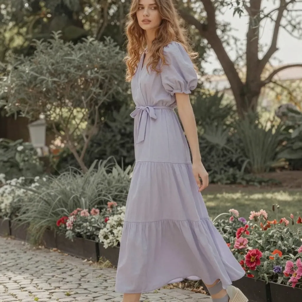 Lavender Maxi Dress With Cottage Garden Romance