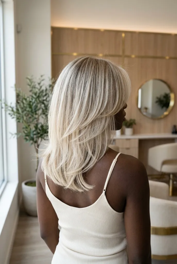 Platinum Blonde Layered Medium Cut