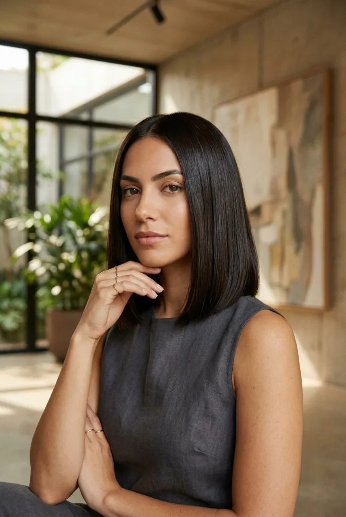 Sleek Brunette Contour Lob