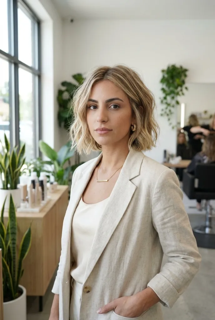 Textured Blonde Waves Bob