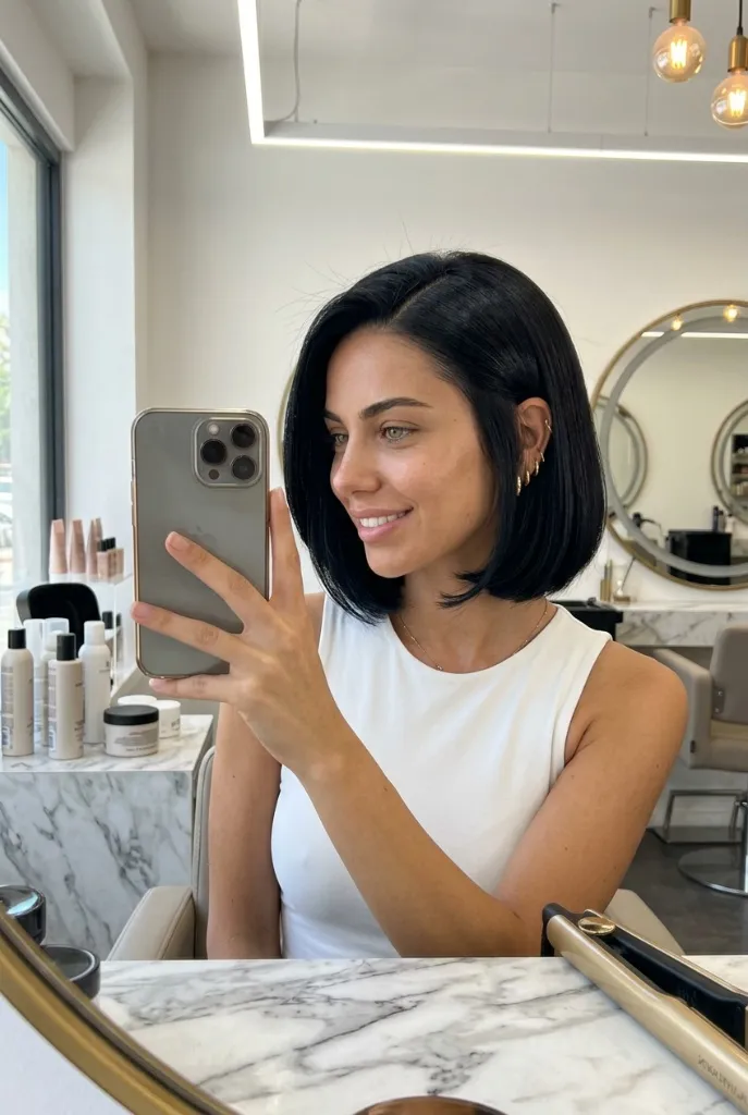 Jet Black Chin-Length Bob