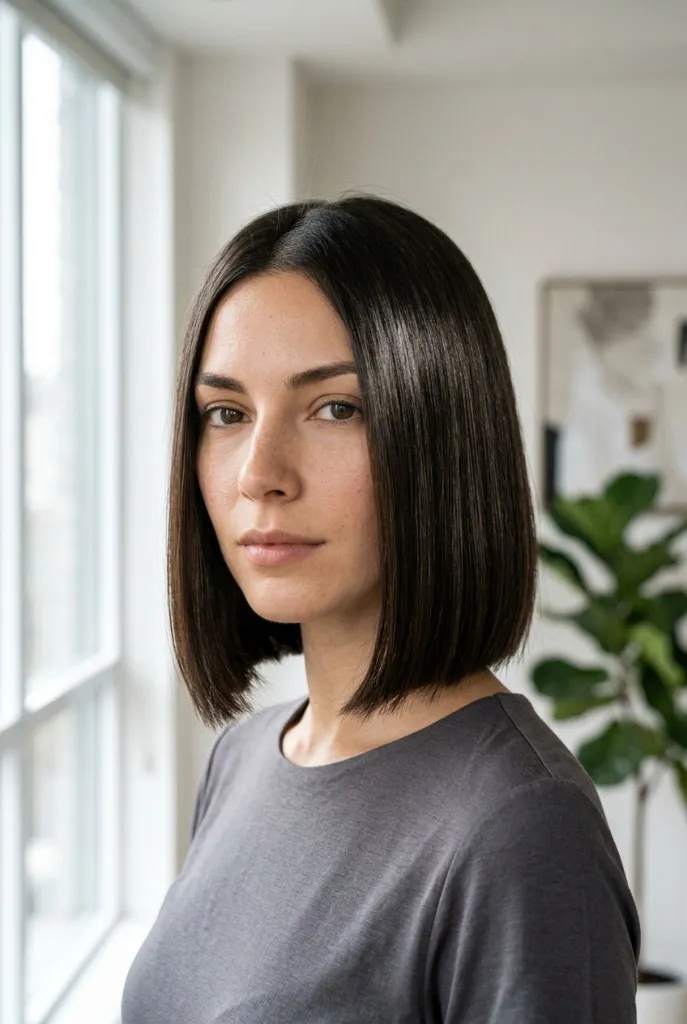 Understated Dark Brunette Bob