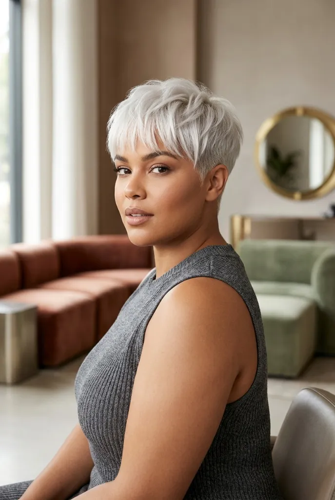 Edgy Platinum Pixie Cut