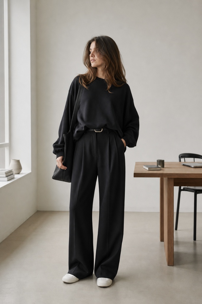 Back-to-School Outfits 2026 All-Black Oversized Elegance With Quiet Confidence