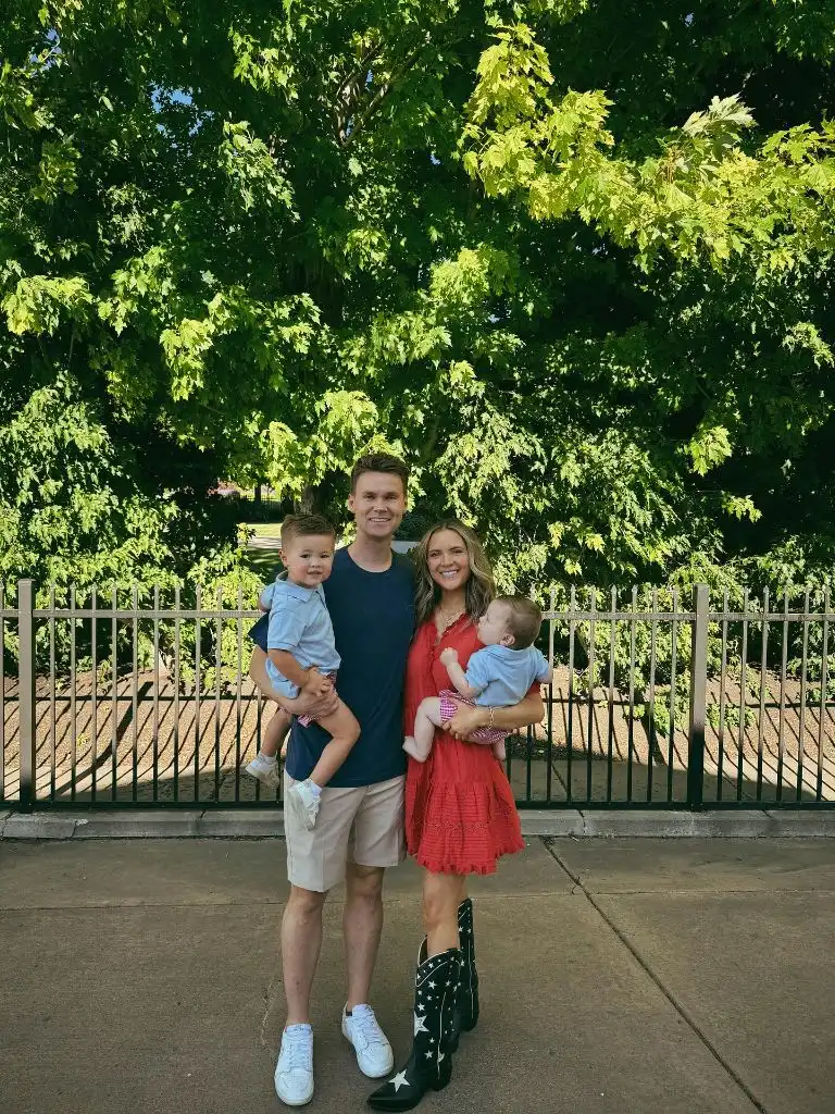 Fall Family Picture Outfits 2026 Red Dress and Star Boots for a Fourth-of-July-Meets-Fall Look