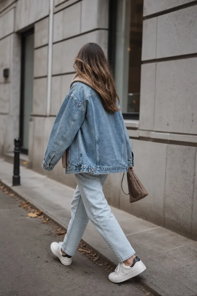 Fall Outfits with Sneakers and Jeans 2026 Oversized Denim Jacket With Backstreet Wander