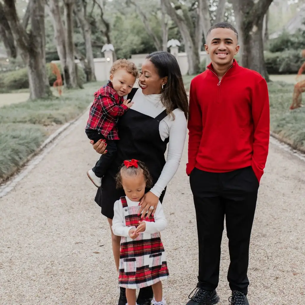 Fall Family Picture Outfits 2026 Holiday Plaid and Tree-Lined Paths With Three Kids