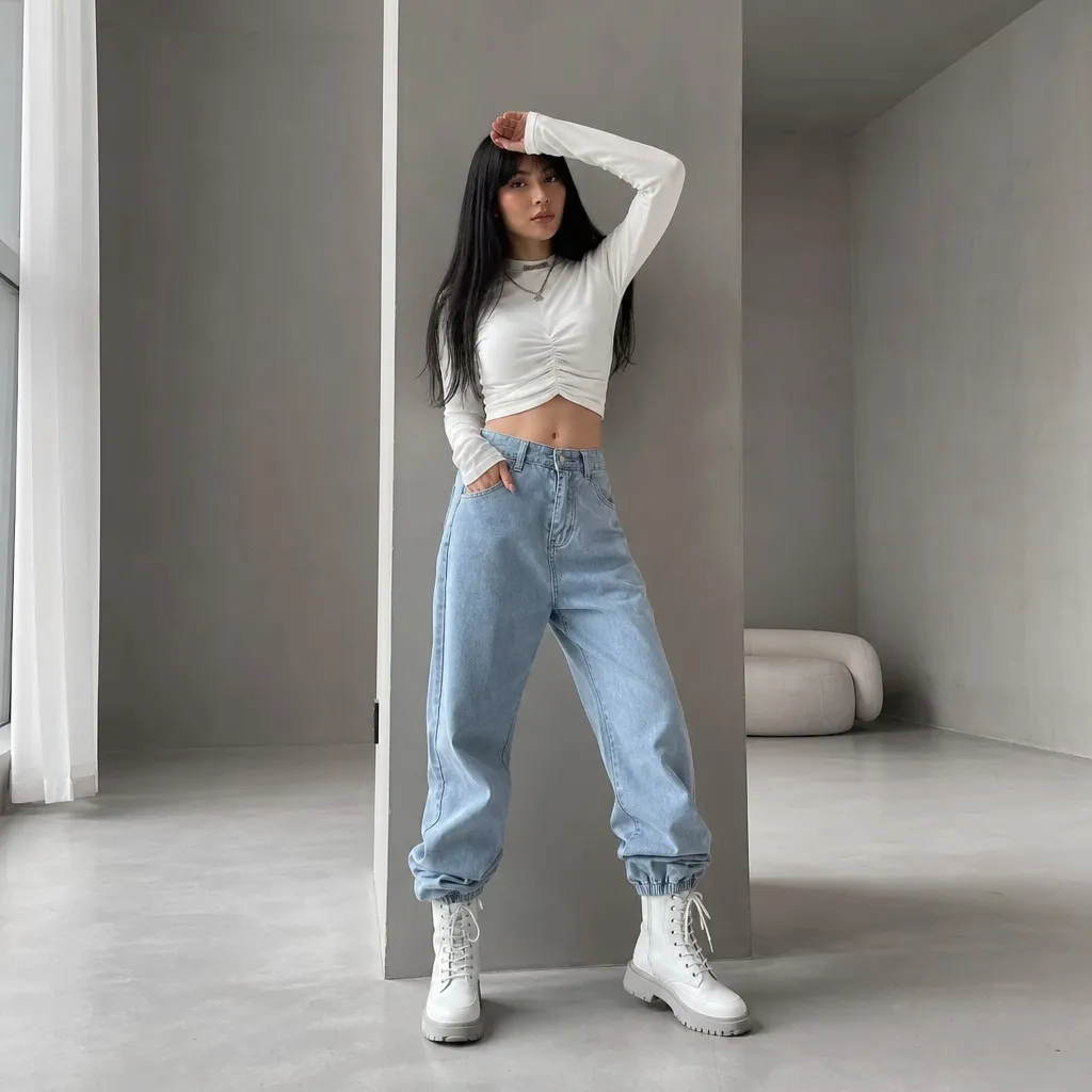 All Outfits with Boots 2026 Light-Wash Baggy Jeans for Easy Weekend Boots