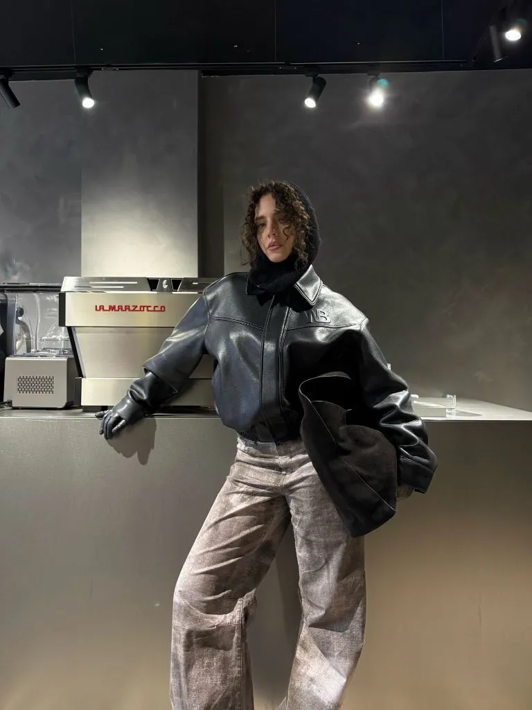 Fall Date Night Outfits 2026 Oversized Leather Bomber With Washed Denim for a Cool Night Out