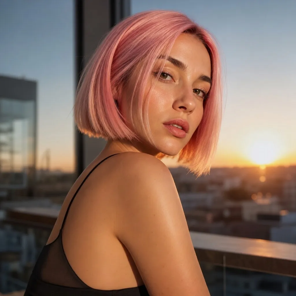 July Hair Color Ideas 2026 Peach Sorbet Bob With Sunset Glow
