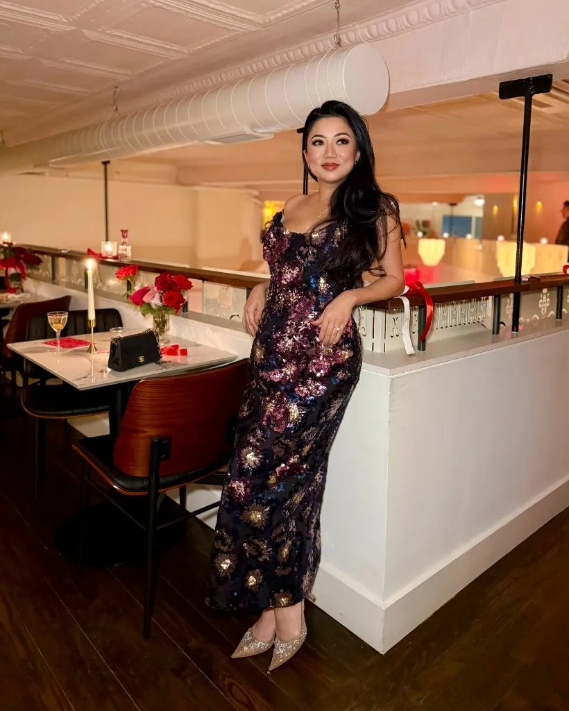 Fall Date Night Outfits 2026 Sequin Floral Maxi for a Special Occasion Dinner
