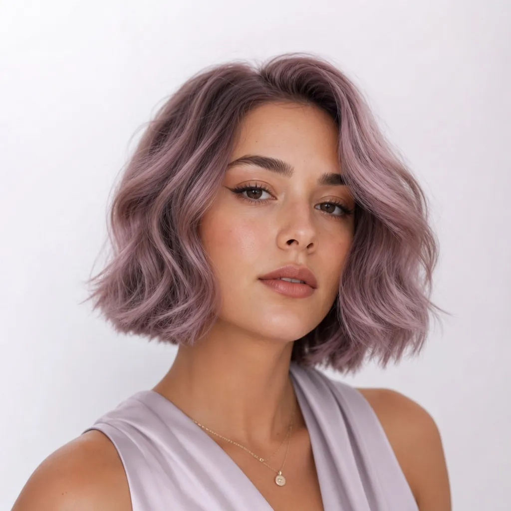 July Hair Color Ideas 2026 Dusty Lilac Bob With Soft Summer Romance