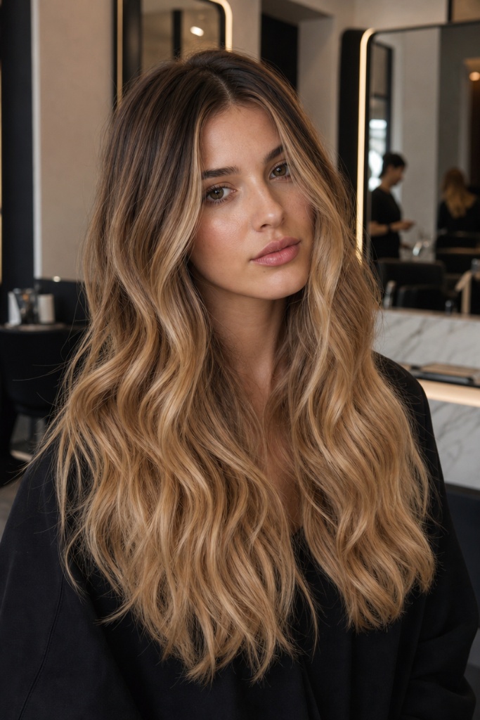July Hair Color Ideas 2026 Warm Honey Balayage With Beachy Body