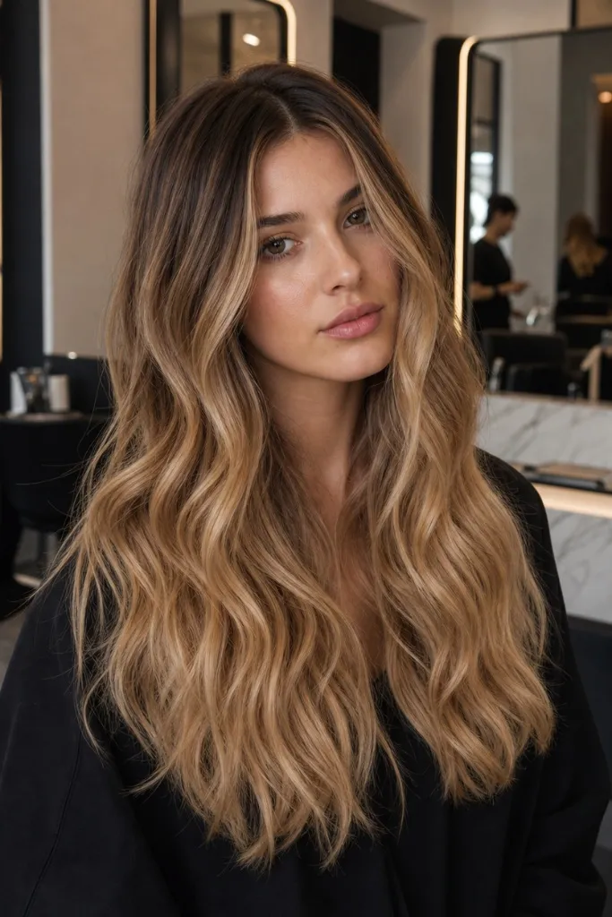 July Hair Color Ideas 2026 Warm Honey Balayage With Beachy Body