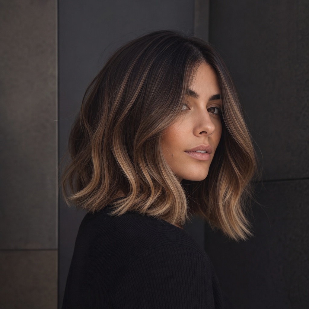 July Hair Color Ideas 2026 Warm Balayage Lob With Caramel and Honey
