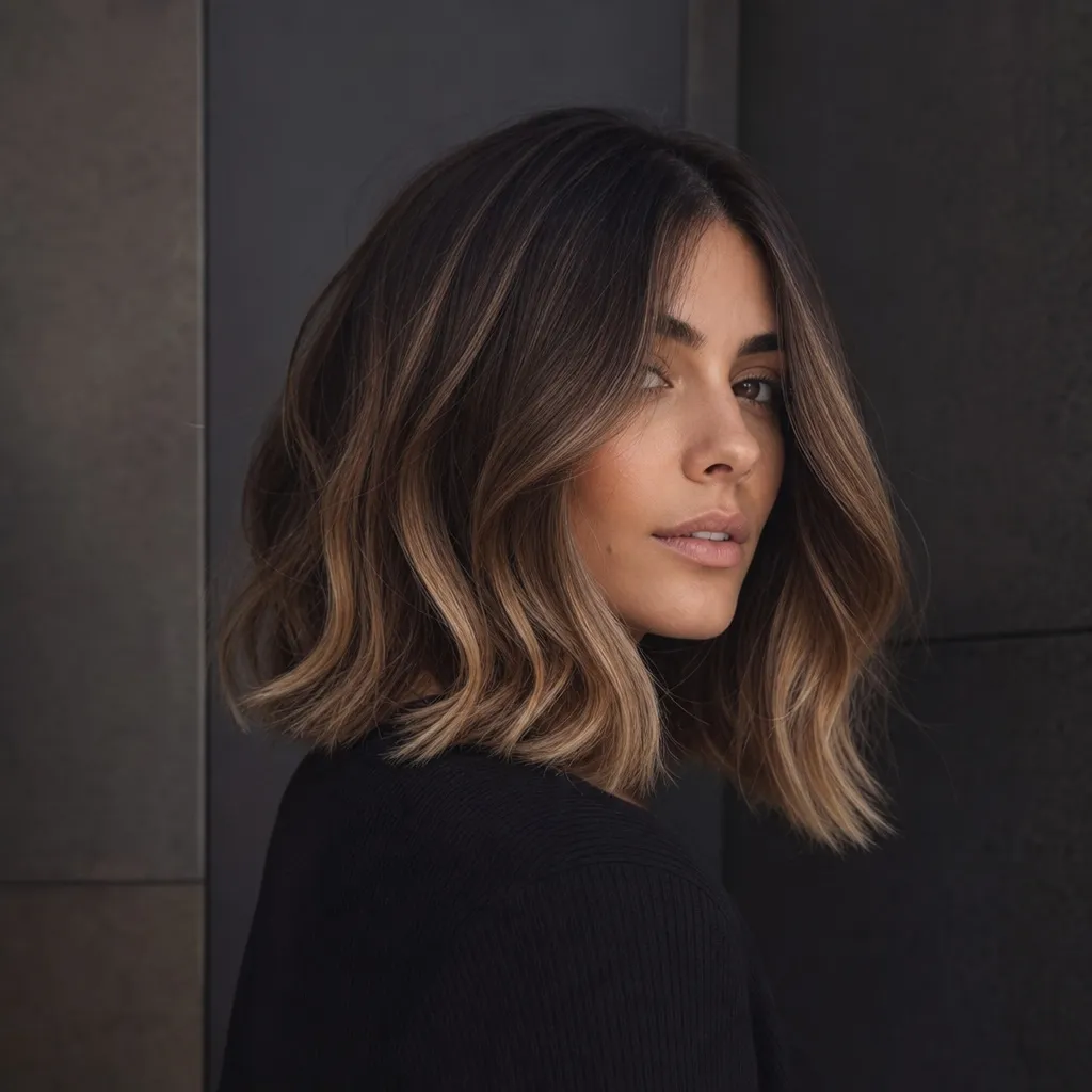 July Hair Color Ideas 2026 Warm Balayage Lob With Caramel and Honey