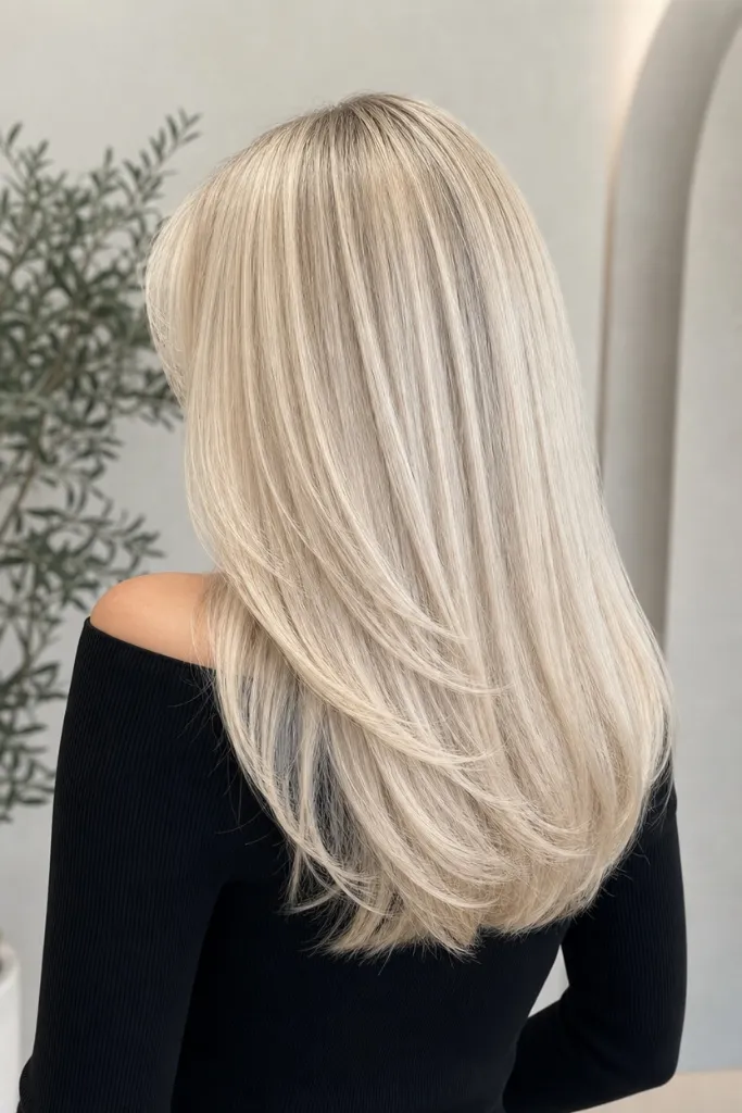 July Hair Color Ideas 2026 Icy Ash Blonde With Seamless Layered Movement