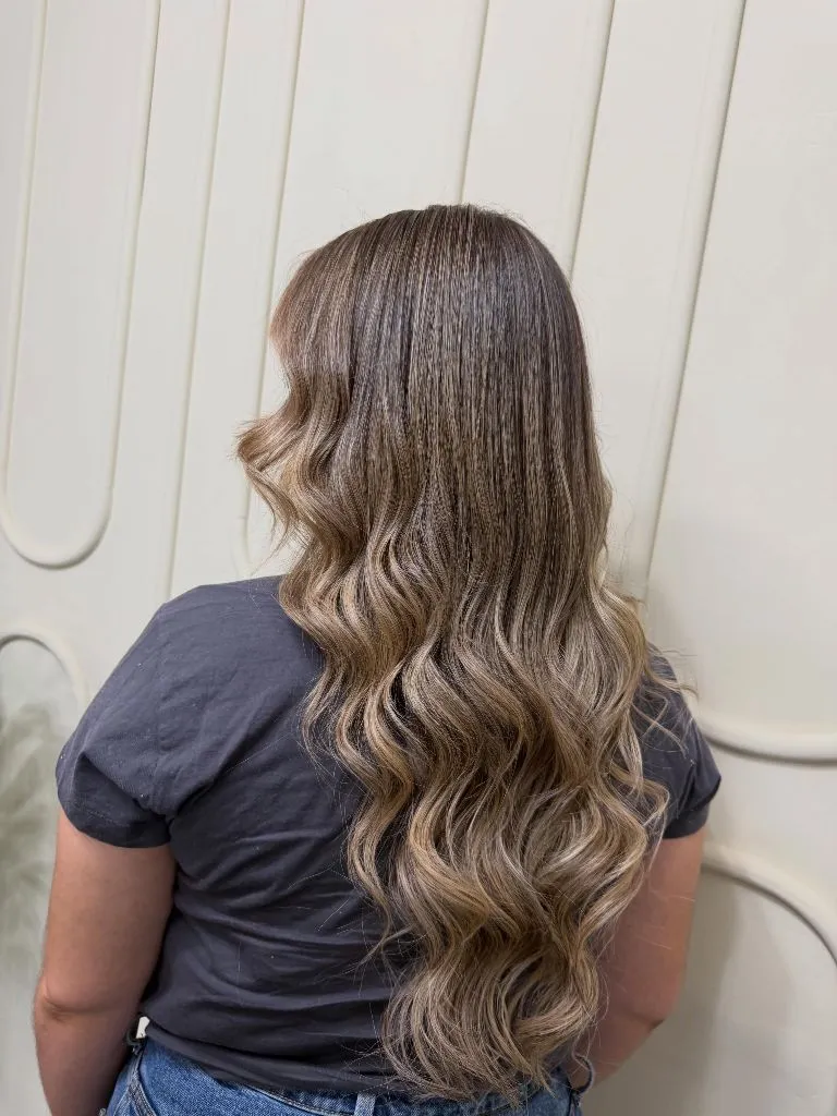 Full Head Babylights Blonde on Brown Hair 2026 Ombré Babylight Blend with Cascading Blonde Curls