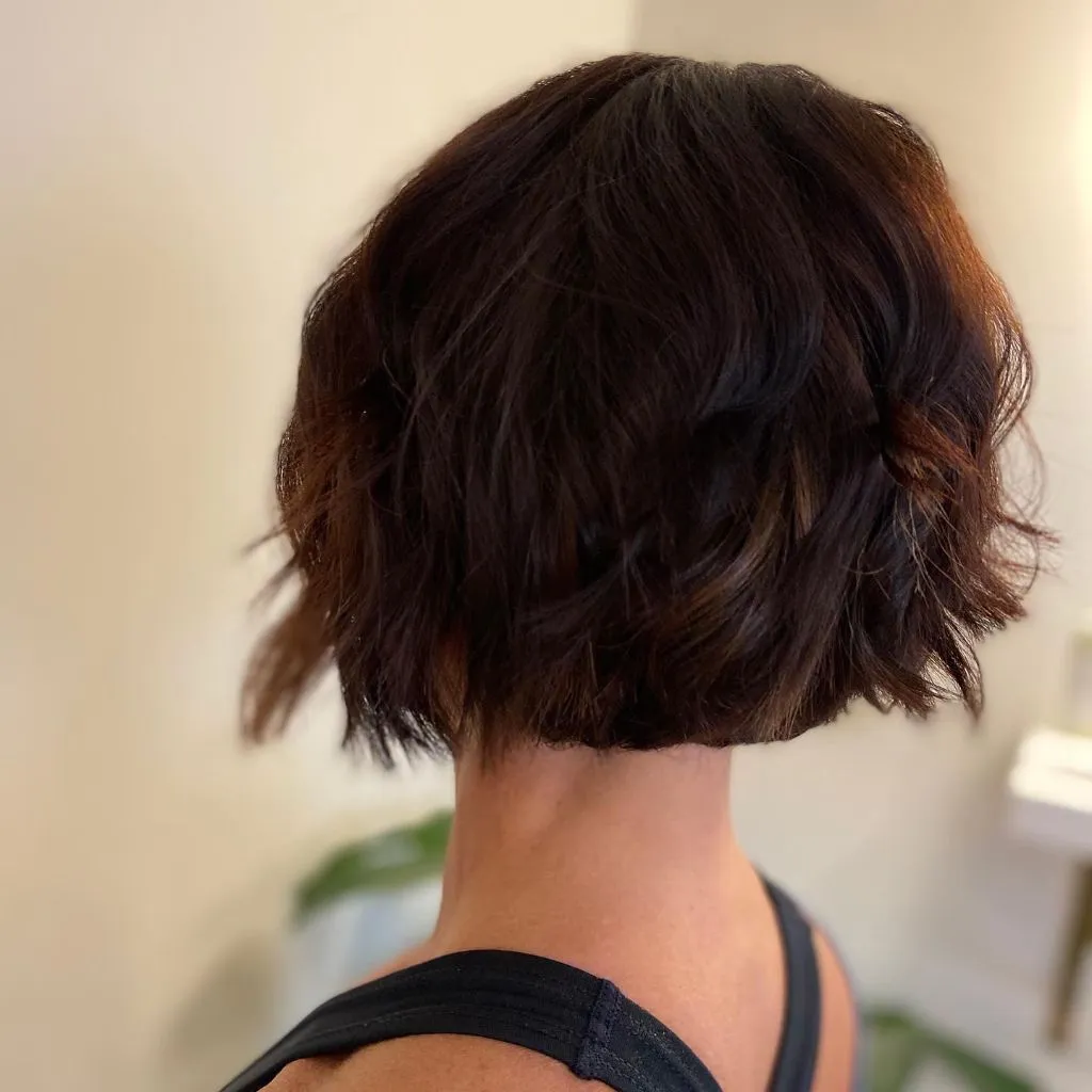 Bobbed Haircut for Women 2026 Textured Wavy Bob with Tousled Back View