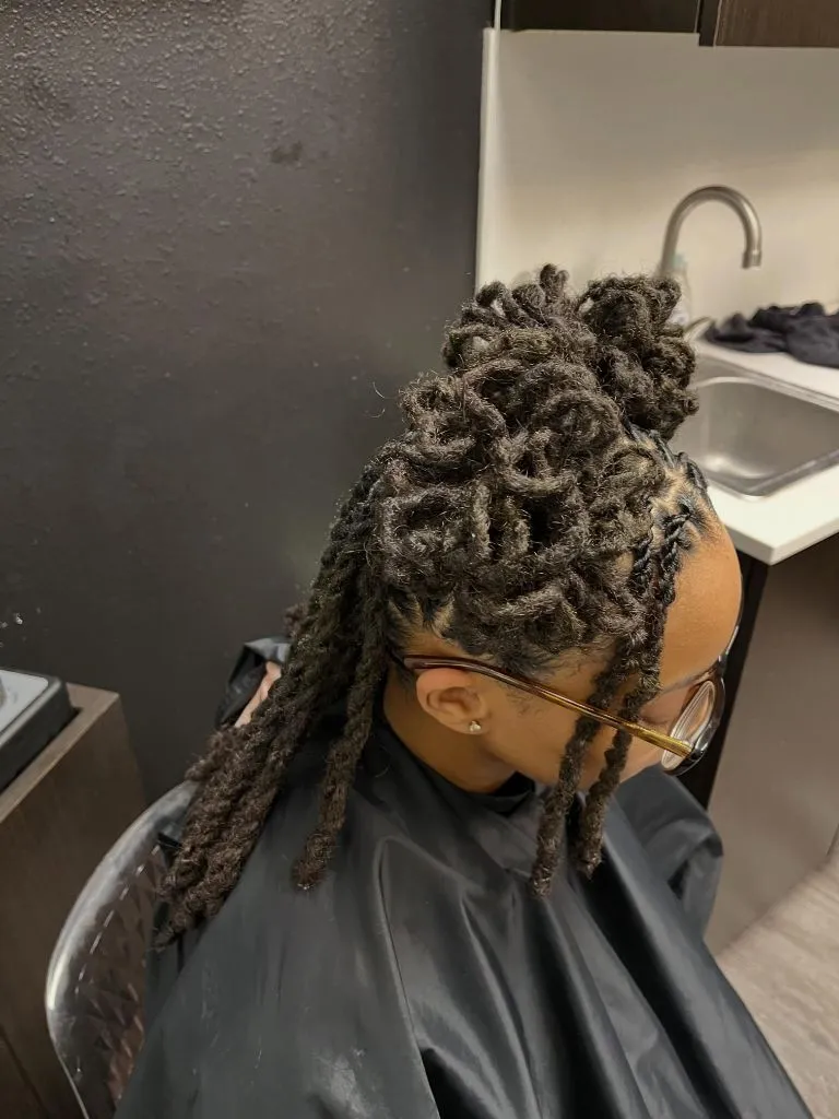 Locs Hairstyles for Black Women 2026 Sculptural Barrel-Curl Updo with Loc Rosettes