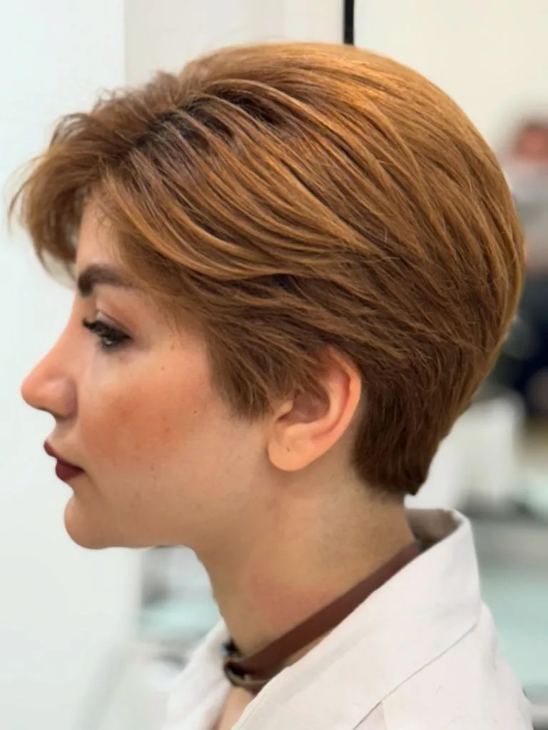 Fall Hairstyles for Short Hair 2026 Neat Tapered Pixie with Warm Copper Tone