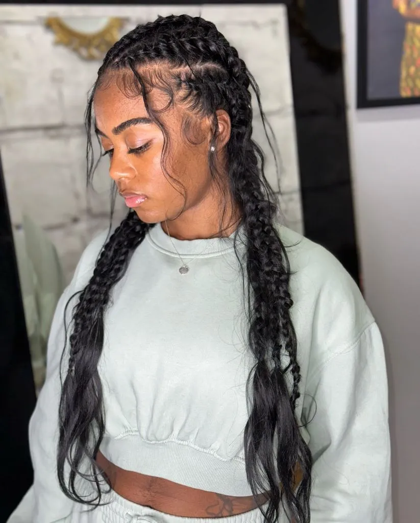 Butterfly Braids Hairstyle 2026 Flowing Feed-In Braids with Wavy Goddess Ends