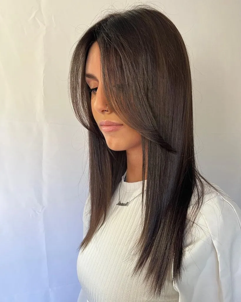 Fall Brunette Hair Colour 2026 Sleek Espresso Brunette with Face-Framing Layers