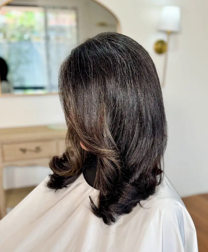 Fall Haircuts for Women 2026 Sleek Dark Layers With Subtle Caramel Ends