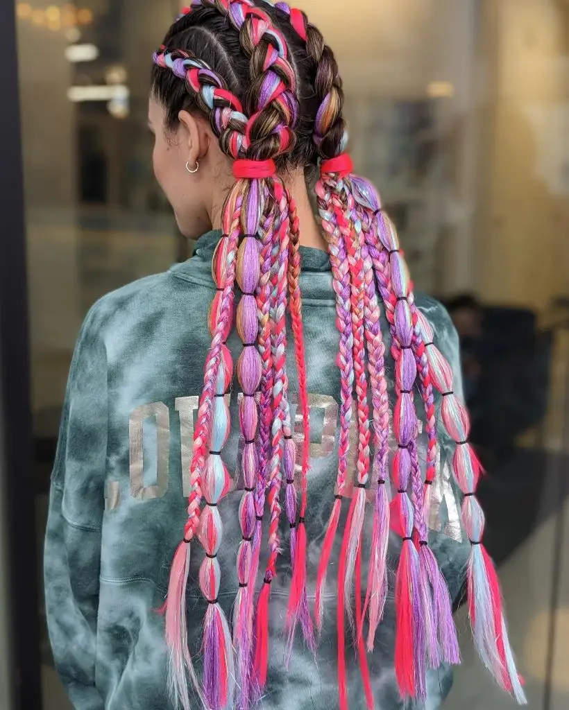 Butterfly Braids Hairstyle 2026 Rainbow Bubble Butterfly Braids with Mixed-Technique Magic