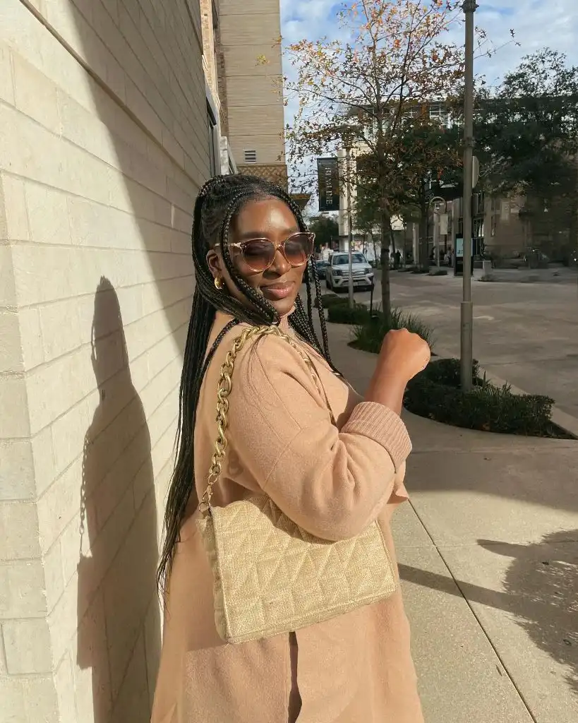 Fall Hair Colors for Black Women 2026 Warm Camel Monochrome with Knotless Box Braids