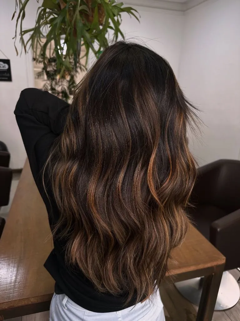 Fall Brunette Hair Colour 2026 Dark Brunette with Warm Caramel Ribbons
